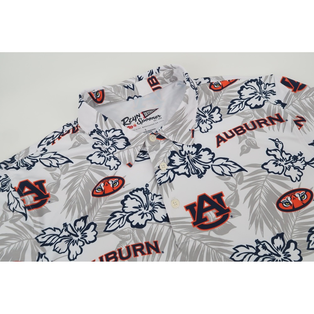 Reyn Spooner Auburn Tigers Polo Mens Large Floral Tropical Performance Shirt